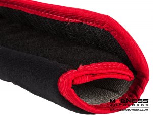 Seat Belt Shoulder Pads - set of 2 - Black w/ Alfa Romeo Logo + Red Binding